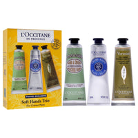 Soft Hands Trio by L'Occitane for Women - 3 Pc 1oz Amande Delicious Hands, 1oz Shea Dry Skin Hand Cream, 1oz Verveine Cooling Hand Cream Gel