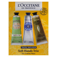 Soft Hands Trio by L'Occitane for Women - 3 Pc 1oz Amande Delicious Hands, 1oz Shea Dry Skin Hand Cream, 1oz Verveine Cooling Hand Cream Gel